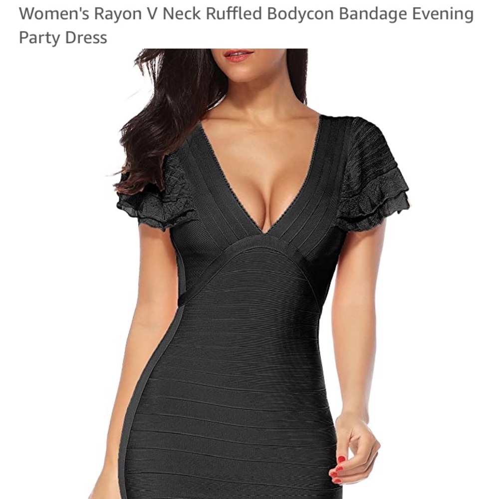 Women’s Rayon V Neck Bodycon Bandage Dress